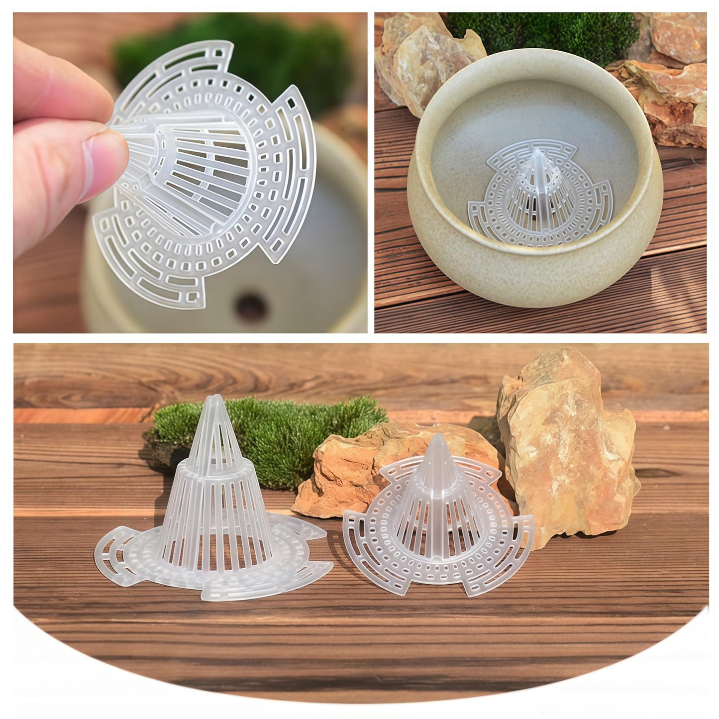 EsyHocm 40Pcs Cone Flower Pot Hole Mesh, Upgraded Pot Mesh Drainage Screens for Keeping Soil from Flowing- Breathable Gasket-Drainage Netting for Bonsai (40)