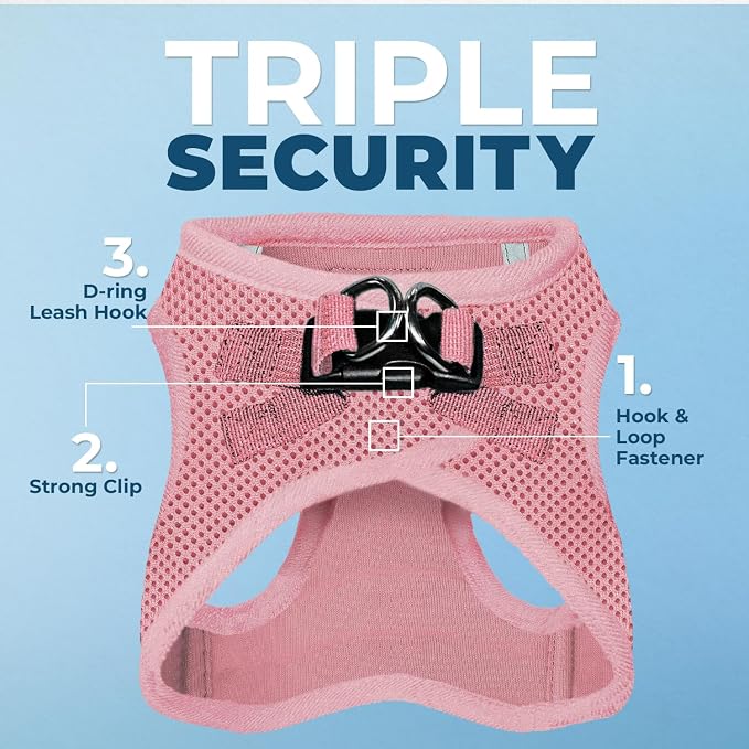 Best Pet Supplies Voyager Step-in Air All Weather Mesh Harness and Reflective Dog 5ft Leash Combo with Neoprene Handle, for Small, Medium and Large Breed Puppies - Pink, X-Large