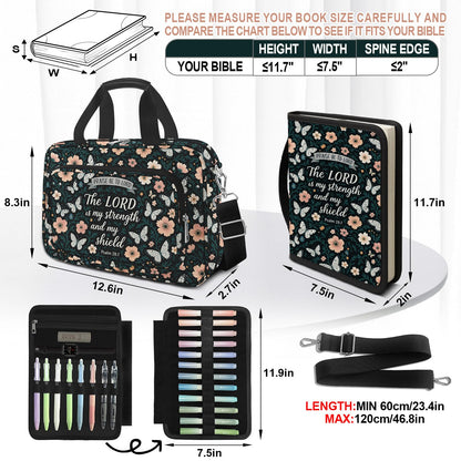 IBOVODI Butterfly Floral Bible Cover Case for Women Bible Study Supplies Accessories Boho Church Bag Christian Gift Book Carrying Case with Shoulder Strap Handle Journaling Kit Large Bible Book Sleeve