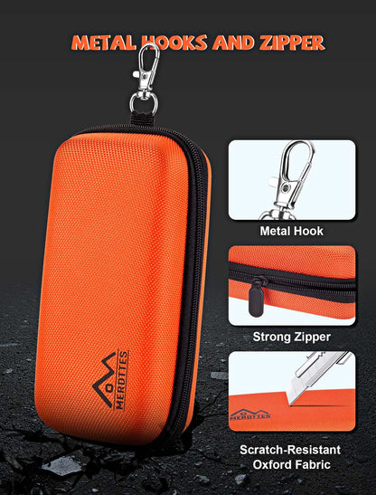 MERDTTES Large Double Eyeglasses Case, Shockproof Hard EVA Shell Dual Sunglasses Organizer with Zipper & Metal Hanging Hook, Travel Glasses Storage Case for Men and Women - Orange
