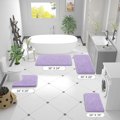 OLANLY Bathroom Runner Rugs 70x24, Soft Absorbent Chenille Bath Rugs, Rubber Backing Quick Dry, Machine Washable Long Bath Mats for Bathroom Floor, Tub and Shower, Home Decor Accessories, Lavender
