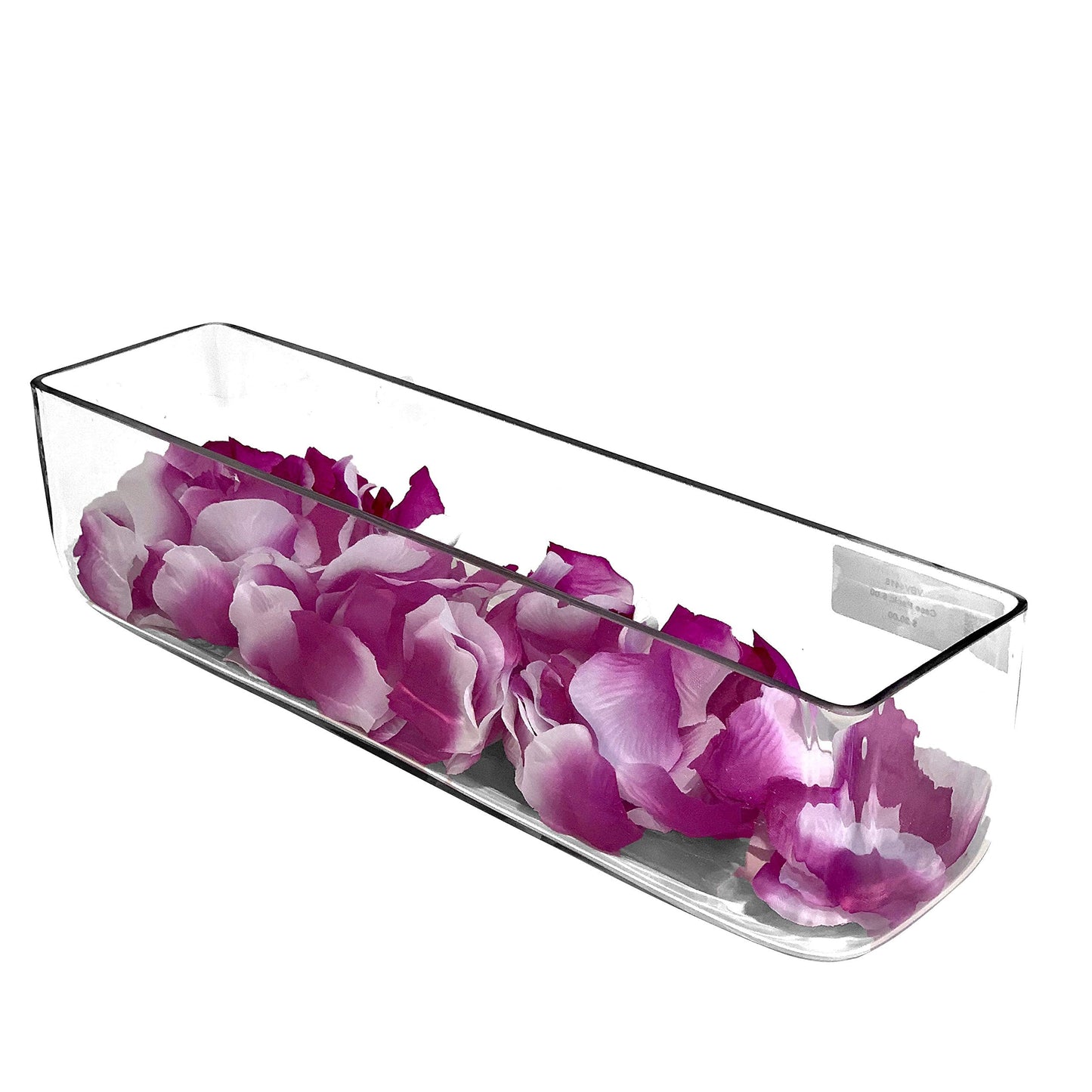 WGV Rectangle Block Glass Vase, Width 4", Length 16", Height 4", Clear Long Floral Container, Candle Holder for Home Office Wedding Decor, 1 Piece
