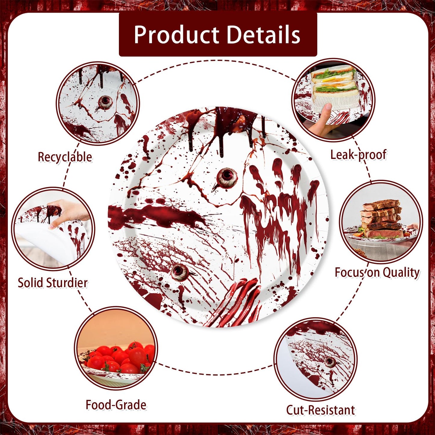MEHOFOND Killer Birthday Decoration, 194PCS Halloween Scream Party Tableware Decorations Include Have a Killer Banner Bloody Hand Print Plates Napkins Tablecloth for Horror Themed Birthday Supplies
