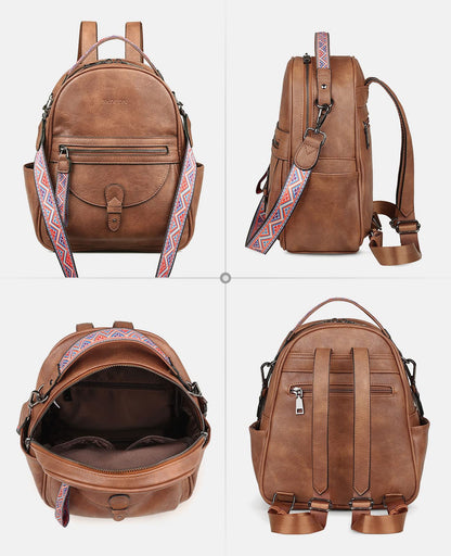 FADEON Mini Backpack Purse for Women, Designer Leather Cute Roomly Small Backpacks, Ladies Shoulder Backpack Fashion Handbag
