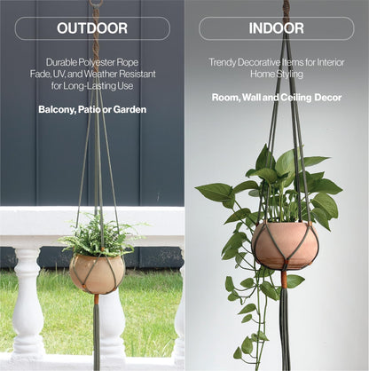 LET BE Macrame Plant Hanger Polyester Rope 42 Inch Outdoor Indoor Adjustable Hanging Planter for up to 10 Inch Plant Pot Modern Boho Home Decor (1, Forest Green/Burnt Orange)