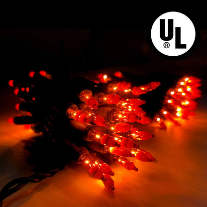 PARKIM Halloween Orange Lights String Outdoor 100 Mini Waterproof Incandescent Indoor Decoration Plug in 23 Feet Used for Patio Party Festive Courtyard Home (1, Orange)