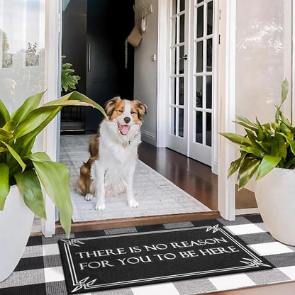 Door Mat Outdoor Indoor Welcome Black Doormats Funny There is No Reason Front Door Mats with Non-Slip Rubber for Entryway Balcony