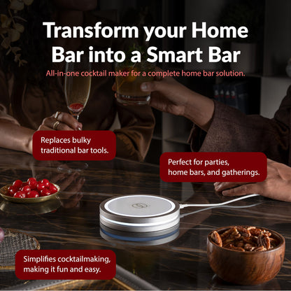 Barsys Smart Coaster 2.0 (Black) – Portable Cocktail Maker & Drink Mixer, App-Enabled Home Bartender Machine with 1000+ Recipes for Cocktails & Mocktails