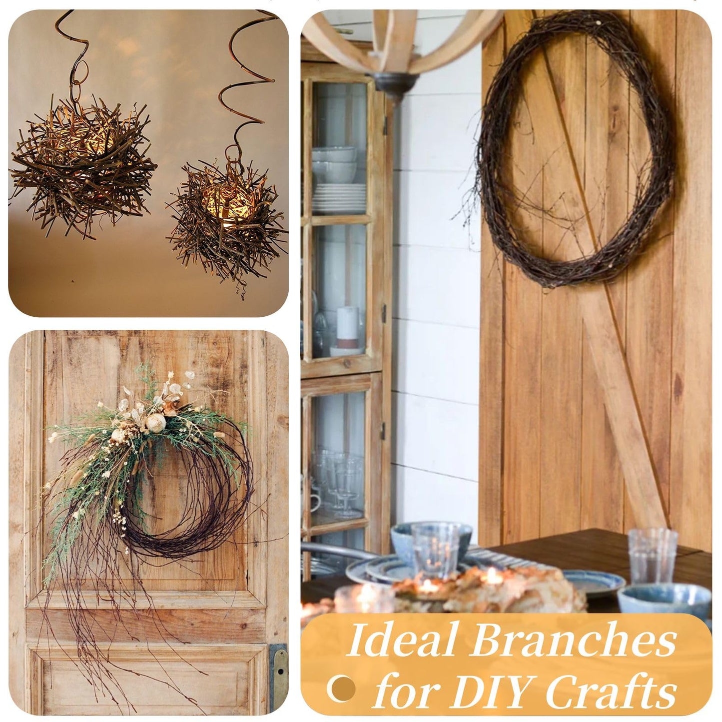 60Pcs Real Dried Birch Twigs Branches - 16” Natural Decorative Birch Branches for Easter Vases, Birch Sticks for DIY, Centerpiece, Floral Arrangment, Twig Wreath, Rustic Home Decor