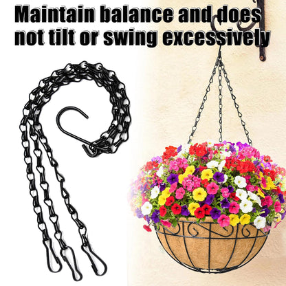 XXFBJNMD 8 Pcs Hanging Chain 17.7 Inches Black Hanging Plant Chain and Hooks 3-Point Basket Replacement Chain for Planters, Bird Feeders, Lantern, Lamp