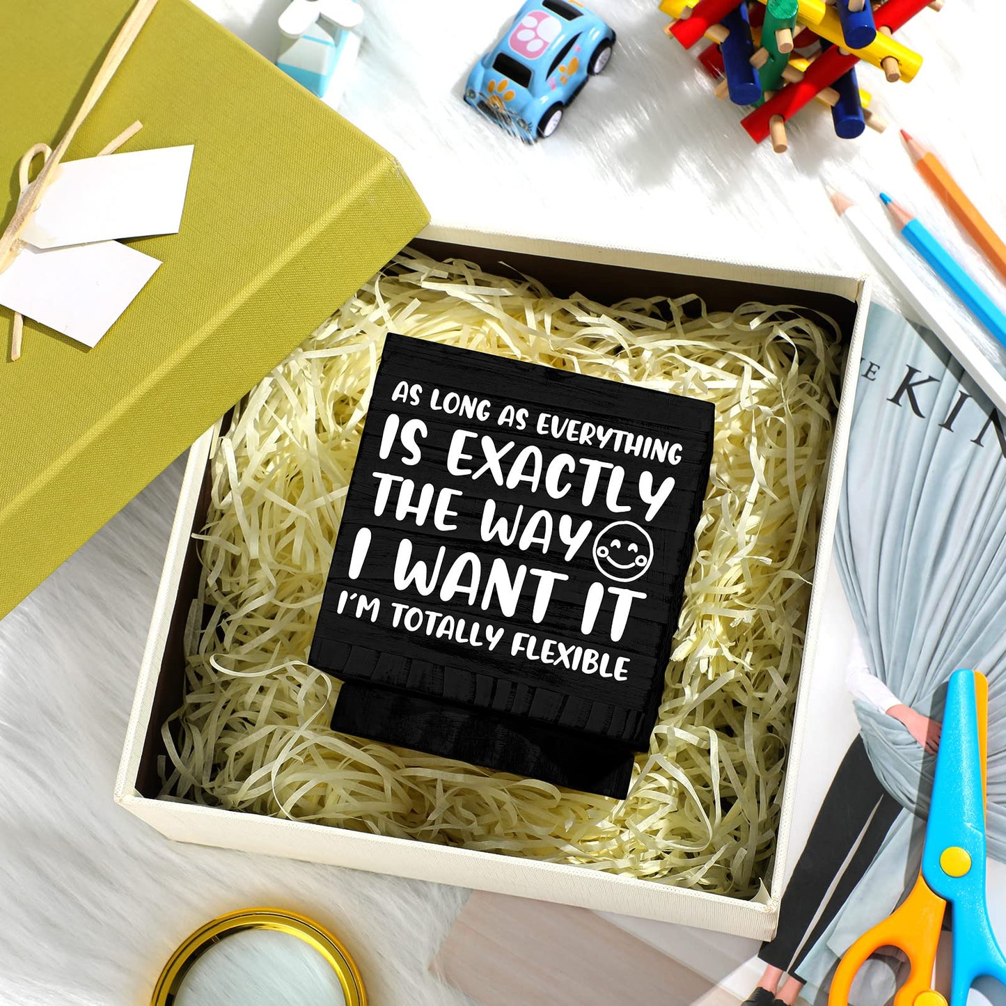 Outus Funny Coworker Gift Pen Holder for Desk, Sarcastic Office Desk Decor, Rotating Wooden Pencil Holder, Funny Office Gift for Women Men Boss Coworkers (Black)