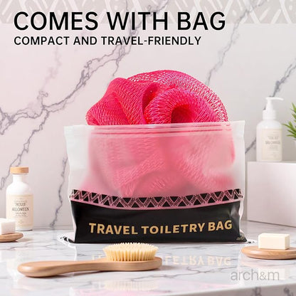 ARCH&M African Net Sponge Authentic Exfoliating Shower Bath Loofah | 53" Long Back Scrubber, Quick-Dry Mesh Body Scrubber, For Women and Men Smoother Skin, Travel Portable, Daily Use Skin Care