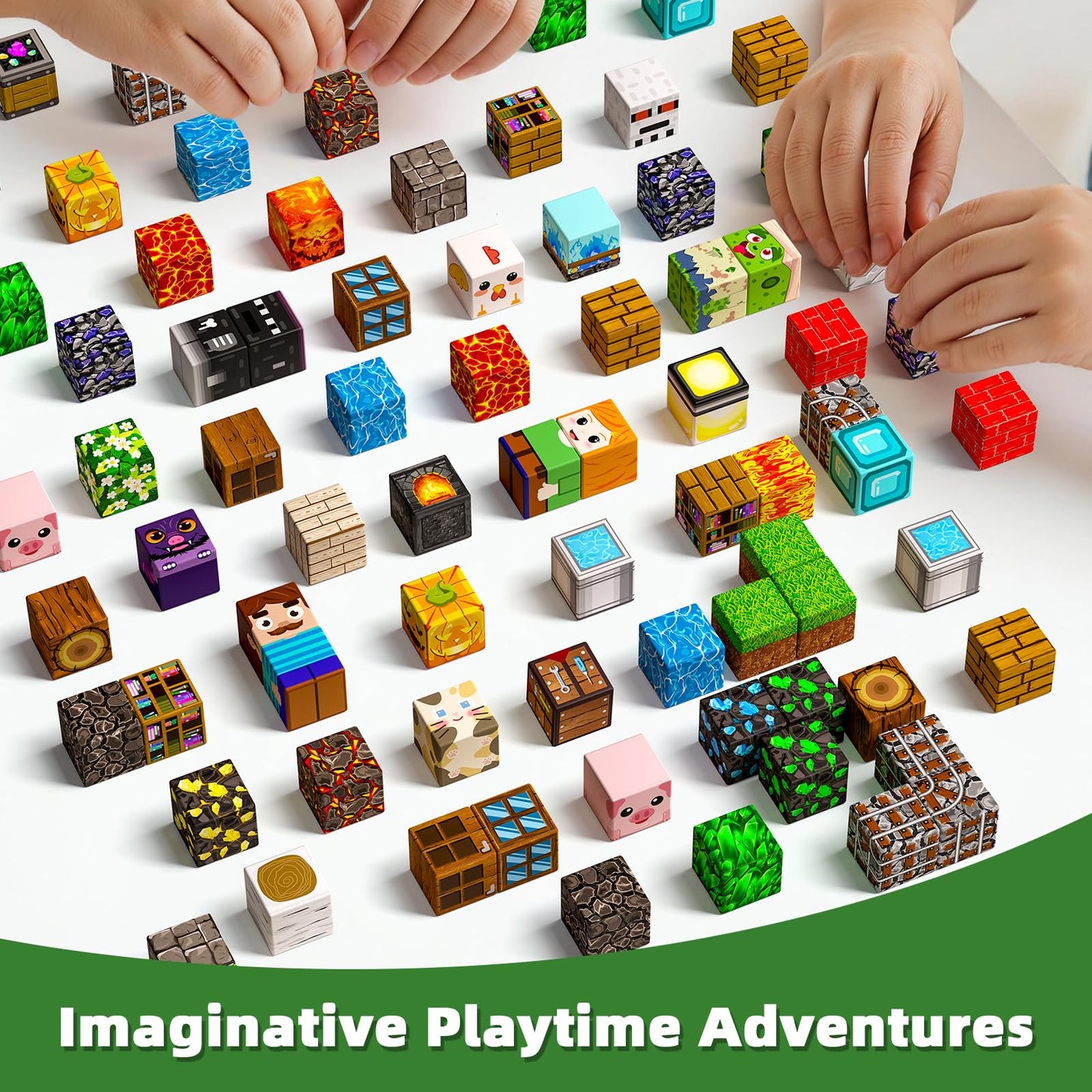 300PCS Magnetic Blocks, Magnetic Building Cube Set for Kids Ages 3+, Constructions STEM Stacking Tiles Toy Building Birthday Gifts for Boys Girls