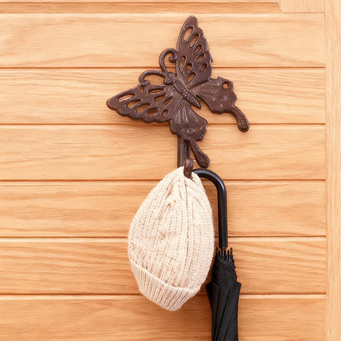 Hdtyyln Butterfly Hook, Cast Iron Wall Hooks, Heavy Duty Coat Hooks, Decorative Animal Hook for Home Kitchen Balcony Office Outdoor Garden Hanging Clothes Caps Bags Coats Daily Tools Planter, 1Pcs