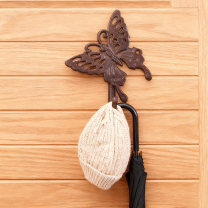 Hdtyyln Butterfly Hook, Cast Iron Wall Hooks, Heavy Duty Coat Hooks, Decorative Animal Hook for Home Kitchen Balcony Office Outdoor Garden Hanging Clothes Caps Bags Coats Daily Tools Planter, 1Pcs
