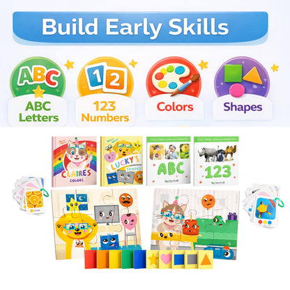 TOYVENTIVE Books, Toddler Flash Cards, and Puzzles – Educational Toys and Birthday Gifts for 1, 2, 3 Year Old Girl, Preschool Learning Activities and Games, Colors, Shapes, Letters, Numbers