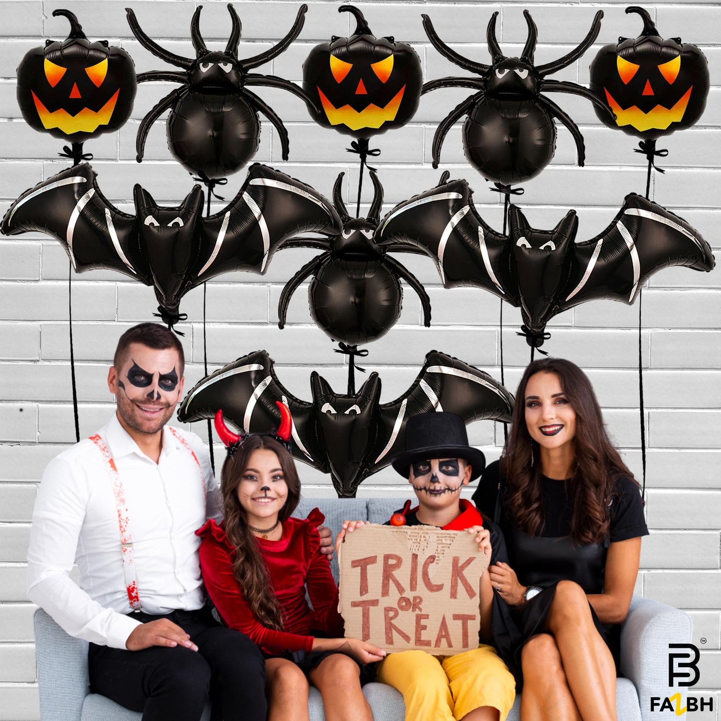 Huge, 47 Inch Spooky Halloween Balloons - Pack of 9 | Black Pumpkin Ballooons, Bat Balloons, 32 Inch Black Spider Balloon | Scary Halloween Party Decorations, Spooky Party Decorations