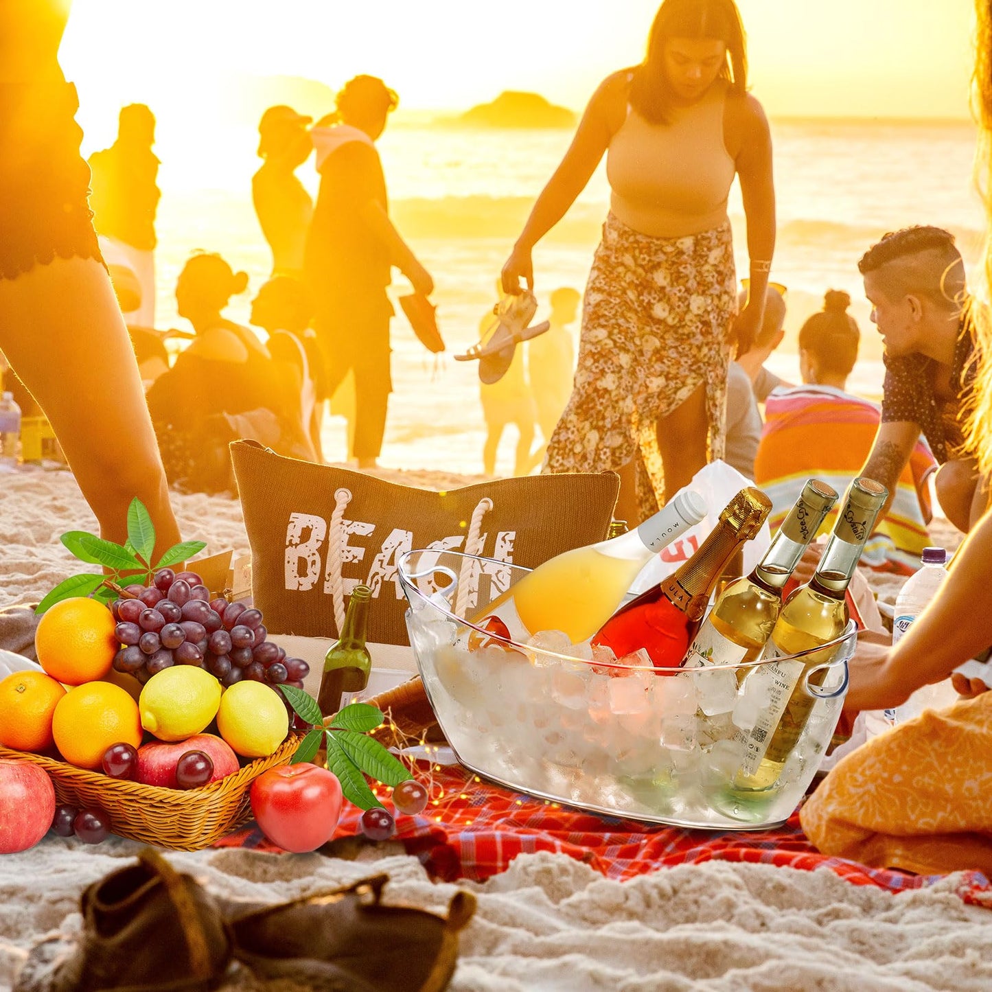 Barafat Ice Bucket for Parties 5.5L - Clear Acrylic Champagne Bucket with Scoop, Large Beverage Tub for Cocktail Bar, Wine, Beer, Soda & Drinks