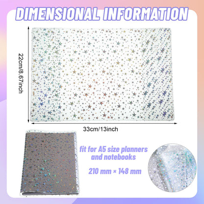 Feifeiya 2 Pcs White A5 Glitter Star Jelly Cover Transparent Planner Cover for Journal Planners and Notebooks