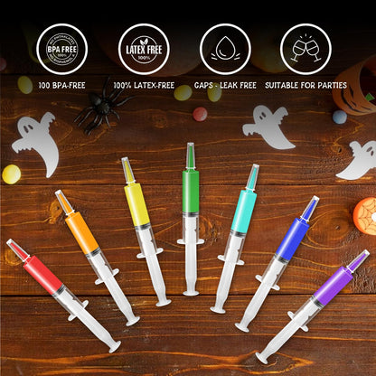 Kreyfer 50 Pcs Halloween Syringe Shot Party Favors - 20ml Reusable Plastic Drink Syringes with Tip Caps for Jelly Shots, Trick-or-Treat Goodie Bag Fillers, Bachelorette and Nurses Graduation Supplies