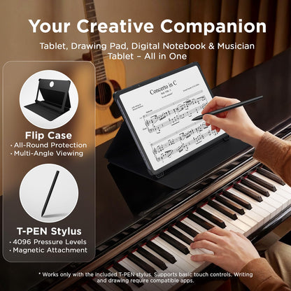 TCL NXTPAPER 14 Android Tablet, 14.3" Paper-Like Display Drawing Pad, Digital Notebook & Musician Tablet with 4096-Level Stylus & Flip Case, 8+8GB RAM, 256GB Storage, 10000mAh, Multi-Window, Gray