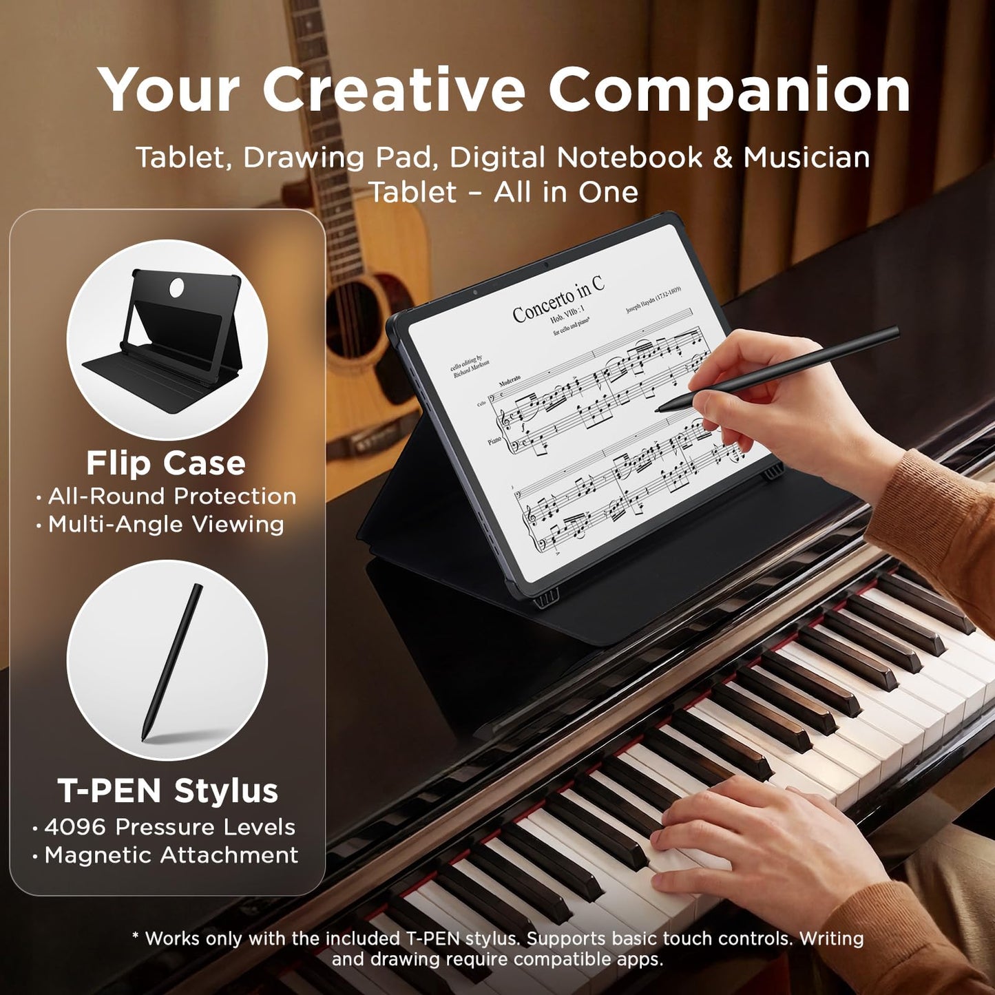 TCL NXTPAPER 14 Android Tablet, 14.3" Paper-Like Display Drawing Pad, Digital Notebook & Musician Tablet with 4096-Level Stylus, Flip Case, 8+8GB RAM, 256GB Storage, 10000mAh, Multi-Window, Matte Gray