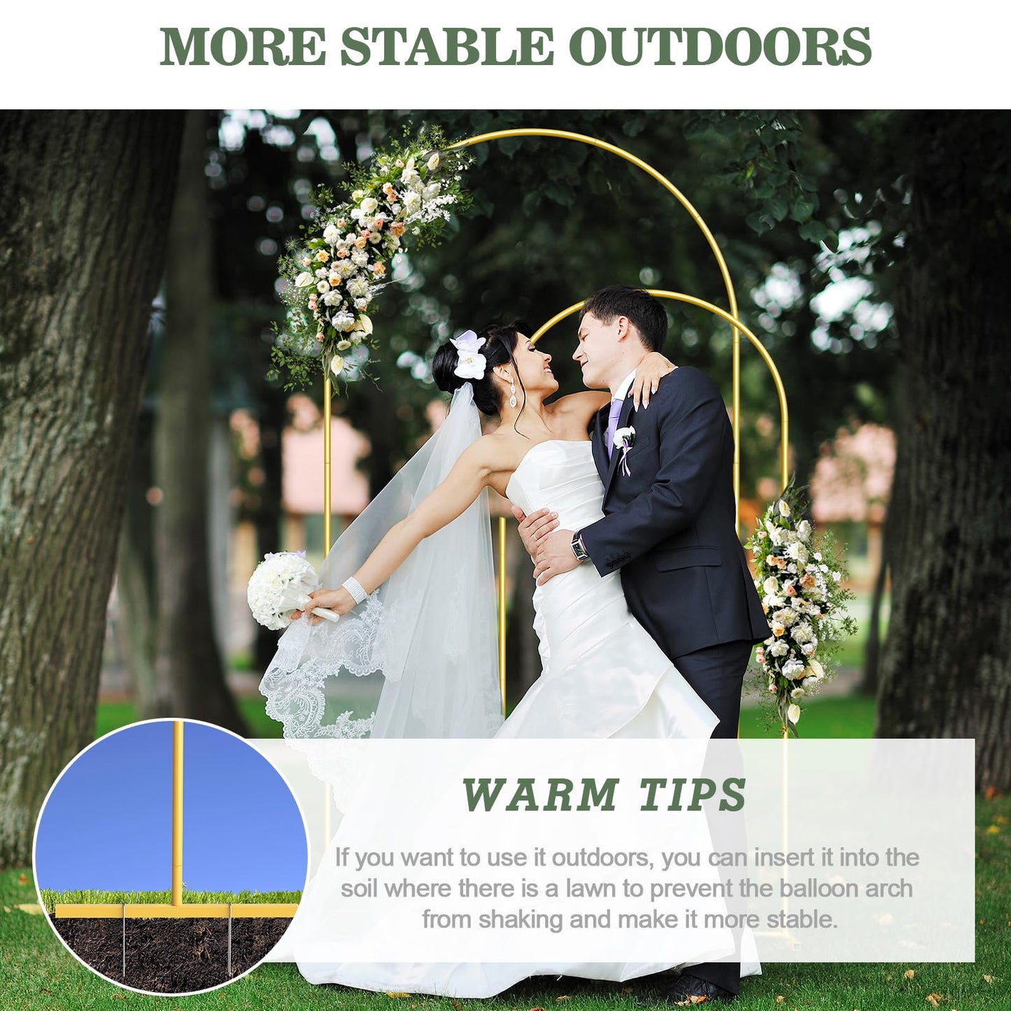 Wedding Arch Backdrop Stand Set of 2 (7.3FT/6FT), Gold Metal Arch Backdrop Stand,Balloon Arch Stand for Wedding Ceremony Baby Shower Outdoor Indoor Birthday Party Graduation Decoration,Gold