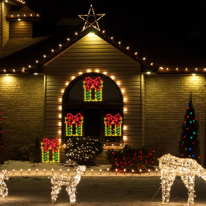 TRWYMZ 16" Christmas Window Silhouette Lights Decorations - 4 Pack Christmas Lighted Gift Boxes- Used for Holiday Christmas Trees, Wall, Fireplaces, Interior and Exterior Door and Window Decorations