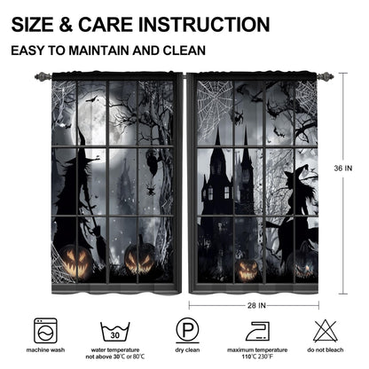 Worltoldb Halloween Witch Kitchen Curtains Cafe Curtains for Bathroom Dining Room Living Room Pocket Window Drapes 2 Panels Set 28"x36"