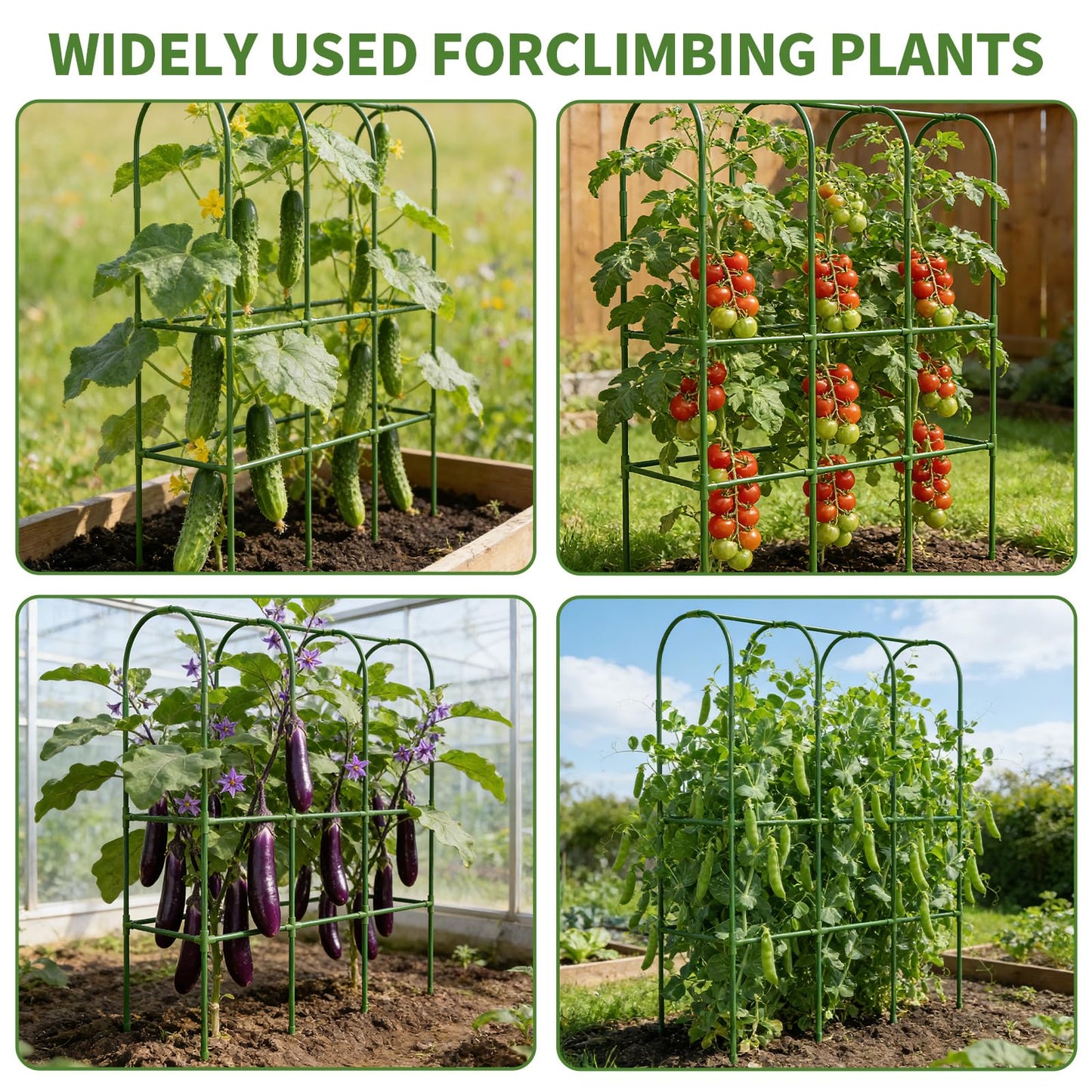 65" Tall Cucumber Trellis for Raised Bed, Metal-clad Plastic Coating U-Shape Garden Trellis Support for Climbing Plants, Plant Support for Vegetables Trellis,Vine Outdoor (49 * 16 * 65in(L*W*H))