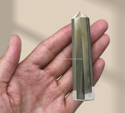 Amazing Gemstone Pyrite Crystal Towers - Natural Healing Crystal Point Obelisk for Reiki Healing and Crystal Grid (3" to 4" INCH)