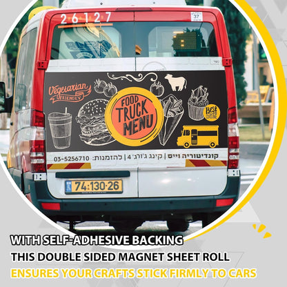 12 Inch x 5 ft x 30mil Extra Large Adhesive Magnetic Sheet Roll Not Printable Adhesive Backing Cut and Customize Flexible Sheets Blank White Surface Magnetic Sign for Craft Photo Craft