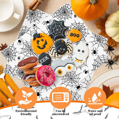 Sanixin150 Pcs Halloween Wax Paper Sheet Spider and Web Food Deli Paper Waterproof Greaseproof Vintage Sandwich Picnic Liners Wax for Picnic Party Kitchen Supplies