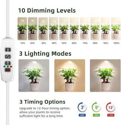 EWPJDK Grow Light for Indoor Plants Full Spectrum Plant Grow Lights 72 LED Plant Light Grow Lamp for Indoor Growing Pot Clip LED Plant Lamp (White, 1)