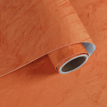 VaryPaper 15.7"x78.7" Orange Crushed Velvet Fabric Self Adhesive Flocking Contact Paper for Cabinets Dresser Soft Felt Drawer Liner Jewelry Box Liner Velvet Wallpaper Peel and Stick for Nursery Crafts
