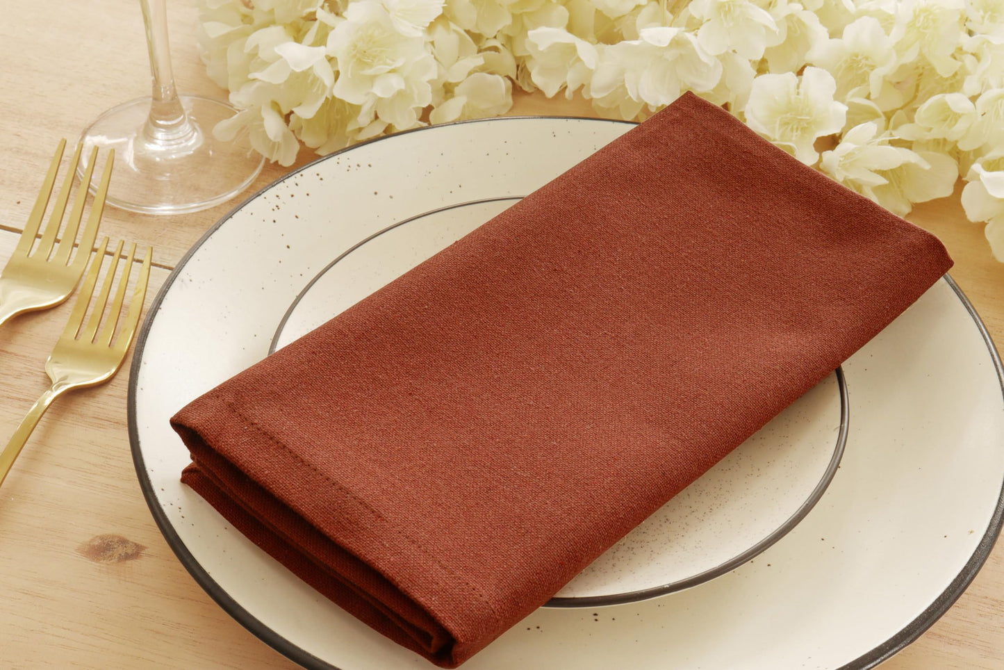 PurpleEssences Rust Set of 12 Cloth Dinner Napkins 100% Cotton 18x18 Inch - Soft Durable Washable - Ideal for Farmhouse Party Spring Easter Summer - Perfect Everyday Use Table Linen - Rust