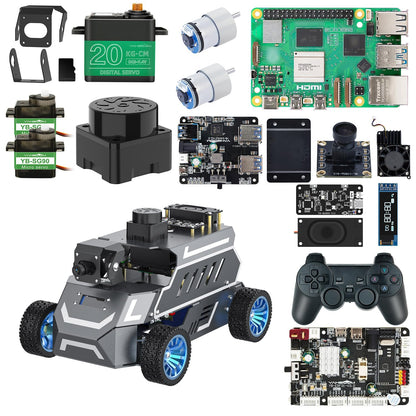 Yahboom ROS2 Robot Car with Ackerman Steering Chassis, TOF LiDAR, AI Visual Recognition, Embodied Intelligence for Jetson Nano B01 4GB, Raspberry Pi 5, Jetson ORIN (Standard Ver with Pi5-8GB)