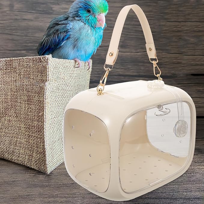 WOONEKY Portable Bird Carrier Travel Cage for Parrots and Small Birds, Breathable Lightweight Parakeet Travel Bag with Handle for Outdoor Trips and Vet Visits