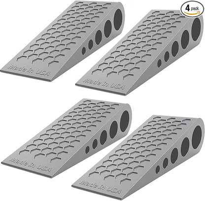 Door Stoppers for Bottom of Door Premium Floor Rubber Door Stop Wedge Made in USA Heavy Duty Honeycomb Design for Carpet, Tile, Ideal for Home, School, Commercial,Gray 4 Pack
