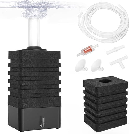 Moonorange Aquarium Bio Sponge Filter Kit, Super-Quiet Submersible Fish Tank Foam Filter with 1 Spare Sponge and Full Accessories, Suits Tanks Within 110 Gallon (L Kit)