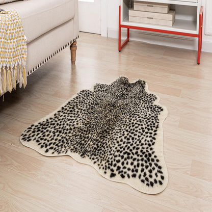 Leopard Print Rug, Faux Cowhide Cheetah Skin Rug Animal Printed Area Rug Carpet for Home Office, Livingroom, Bedroom