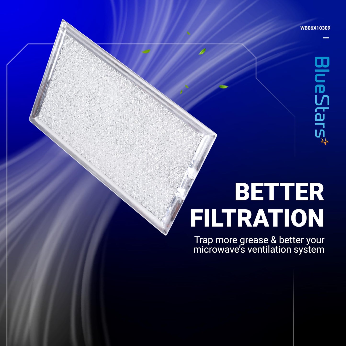 BlueStars Ultra Durable WB06X10309 WB06X10359 ME17R7021ES AA Microwave Grease Filter Replacement 7.64 x 5.12 - For G.E LG Kenmore Over-the-range Vent Hood Microwaves ME21R7051SS - 5 Packs