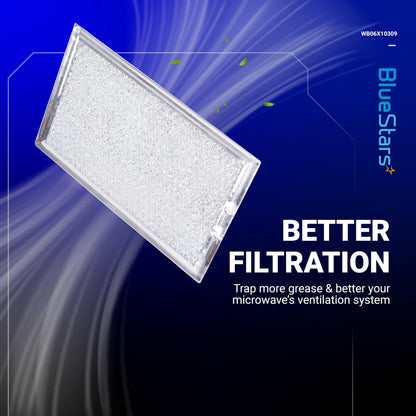 BlueStars Ultra Durable WB06X10309 WB06X10359 ME17R7021ES AA Microwave Grease Filter Replacement 7.64 x 5.12 - For G.E LG Kenmore Over-the-range Vent Hood Microwaves ME21R7051SS - 5 Packs
