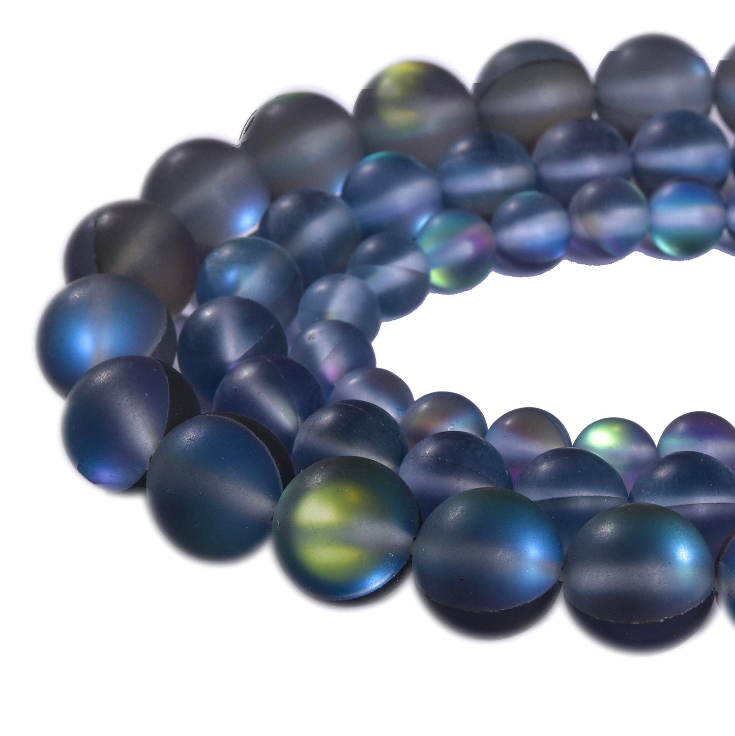 Asingeloo 48PCS 8mm Natural Gray Mystic Aura Quartz Gemstone Frosted Matte Titanium Round Loose Spacer Beads 15 inch Full Strand Crystal Healing Power Quartz