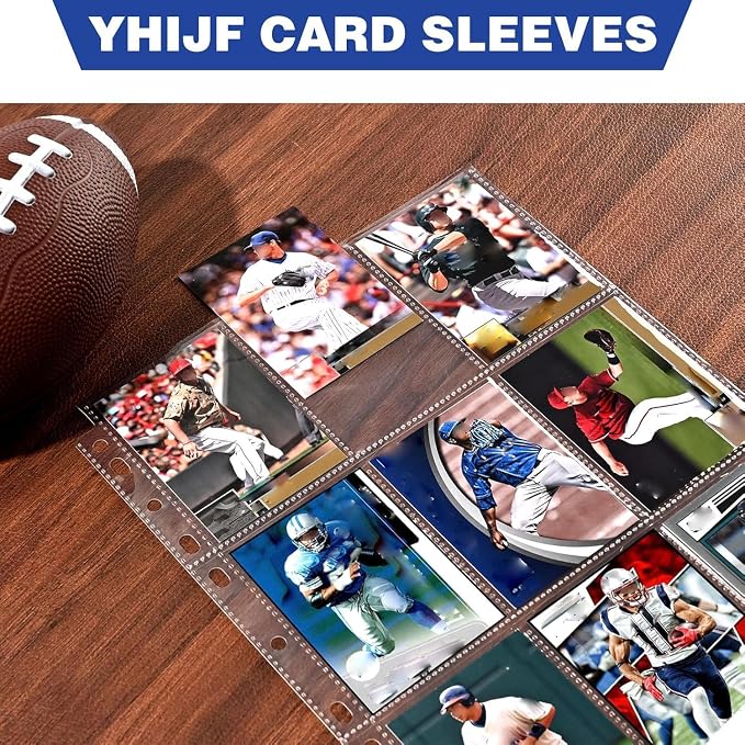 200 Pack 9 Pocket Card Sleeves Binder Sheets, Holds 3600 Cards, Trading Card Sleeves for 3 Ring Binder, Protective Pages Sheets for Baseball, Football, Business, Game Cards
