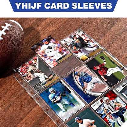 200 Pack 9 Pocket Card Sleeves Binder Sheets, Holds 3600 Cards, Trading Card Sleeves for 3 Ring Binder, Protective Pages Sheets for Baseball, Football, Business, Game Cards