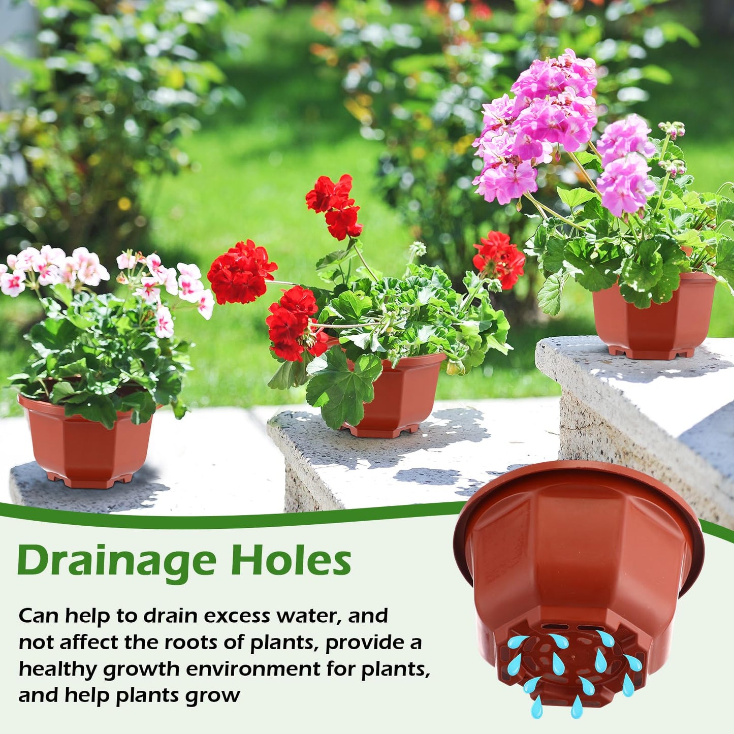 Roshtia 50 Pcs 5.1 inch Plastic Hanging Plant Pots with Hooks Flower Pots Baskets Outdoor Hanging Nursery Planter Holder for Home Garden Balcony Porch(Brown, 5.1 inch)