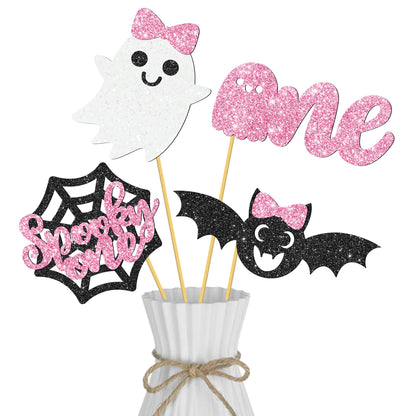 Halloween Spooky One Centerpiece Sticks Pink Halloween Party Decorations 12PCS The Spooky One Birthday Table Toppers Ghost Theme Centerpieces for Girls 1st Birthday Baby Shower Supplies