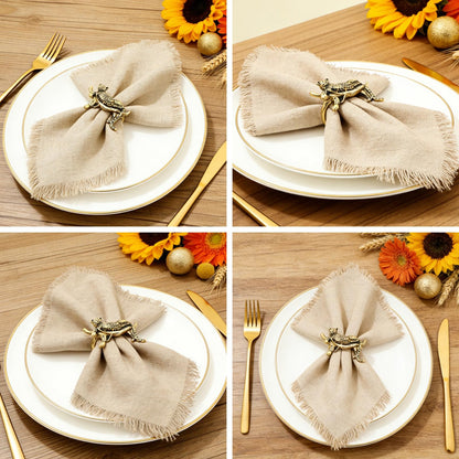 Davifina Gold Leopard Napkin Rings Set of 12 Fall Safari Napkin Rings for Christmas Halloween Dining Decor,Unique Animal Napkin Ring Holders for Baby Shower Garden Party Family Gathering Table Setting