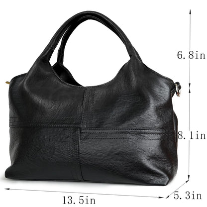 KOGTLA Vegan Leather Purses for Women with Detachable Satchel Strap, Ladies Handbags, Tote Hobo Bags with Top Handle Black